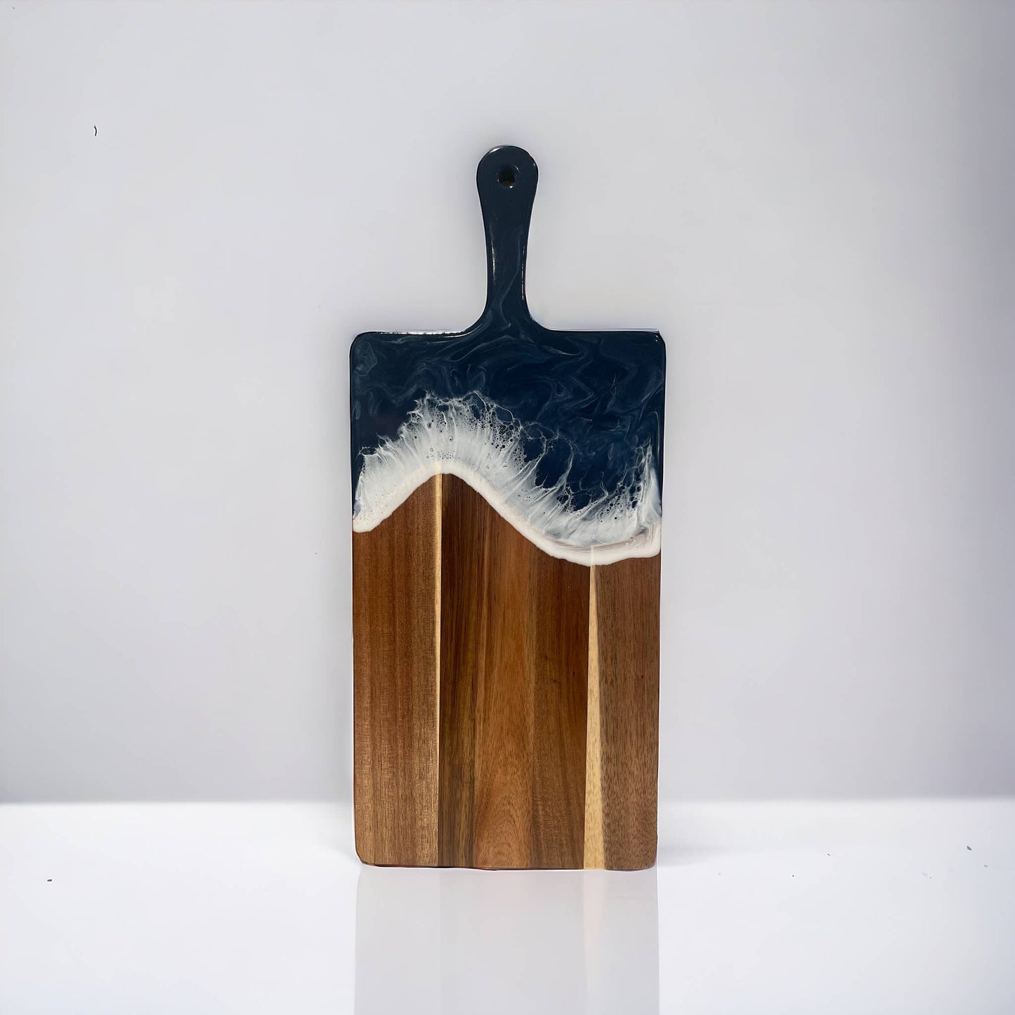 Teal Handcrafted Charcuterie Boards with Ocean Waves: Blue