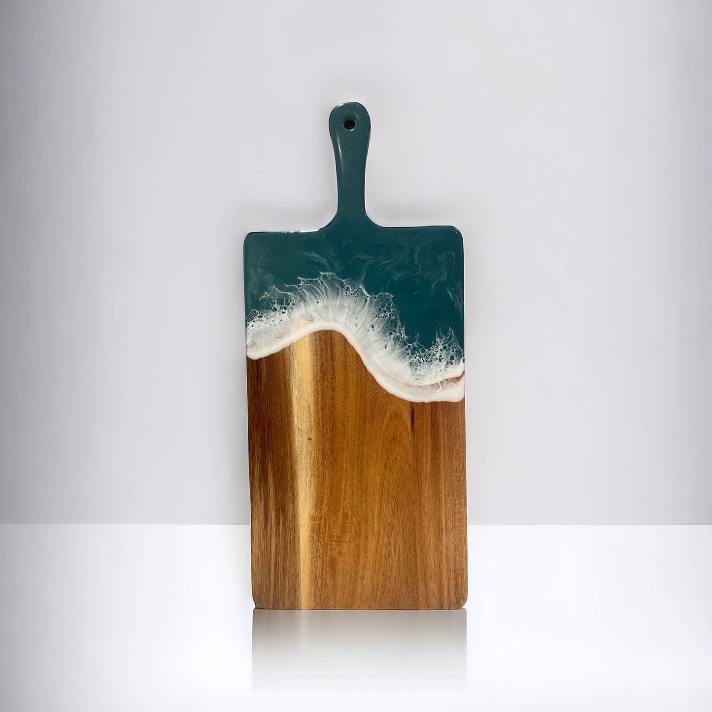 Teal Handcrafted Charcuterie Boards with Ocean Waves: Blue