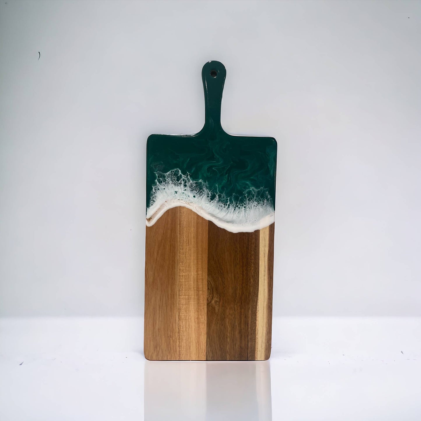 Teal Handcrafted Charcuterie Boards with Ocean Waves: Blue